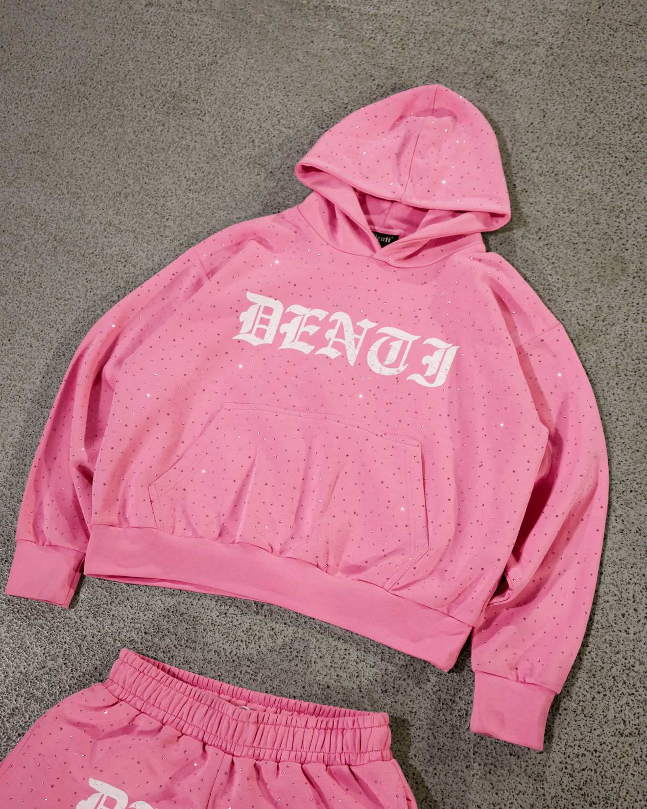 PINK RHINESTONE HOODIE - Project Denti