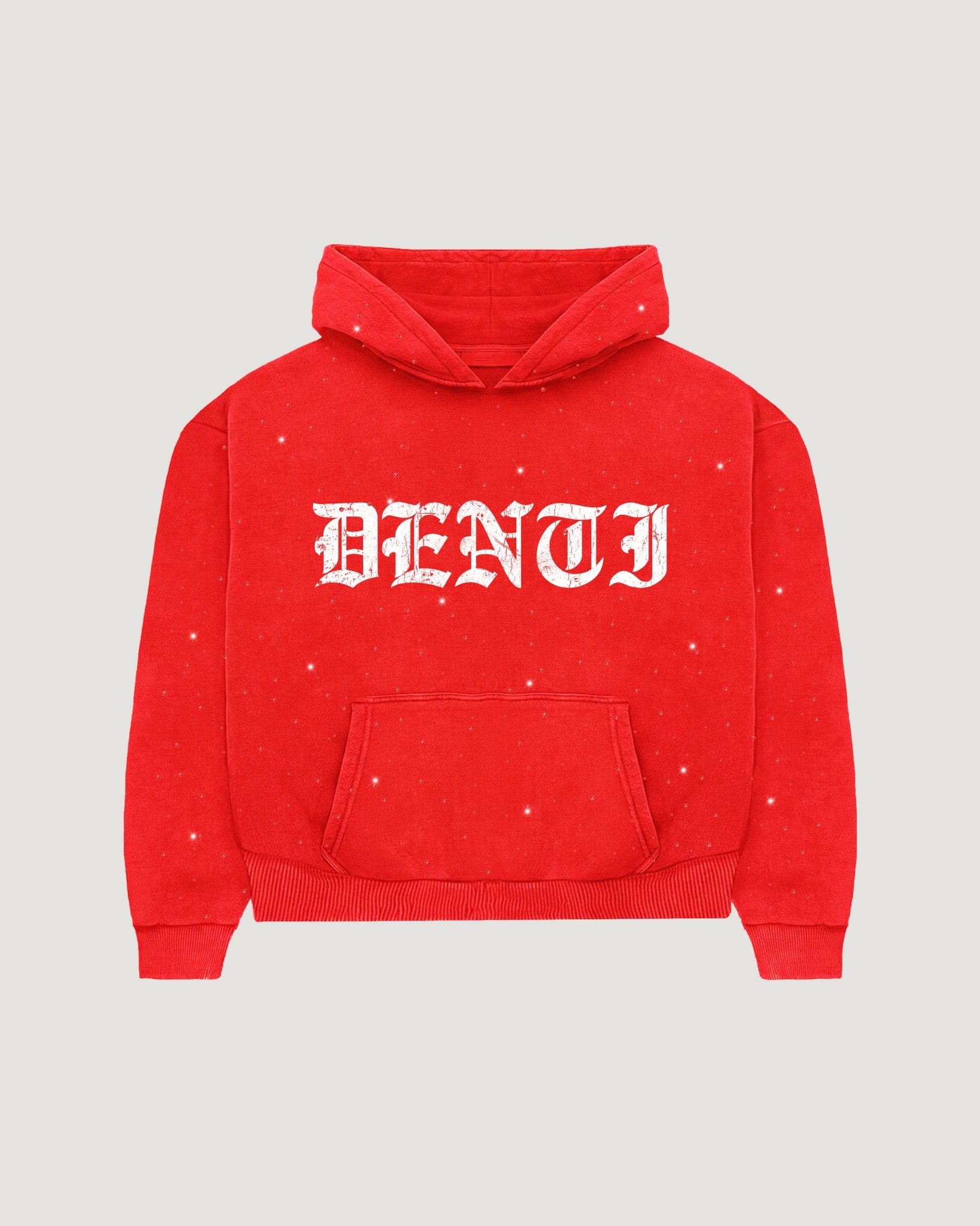RED RHINESTONE HOODIE - Project Denti