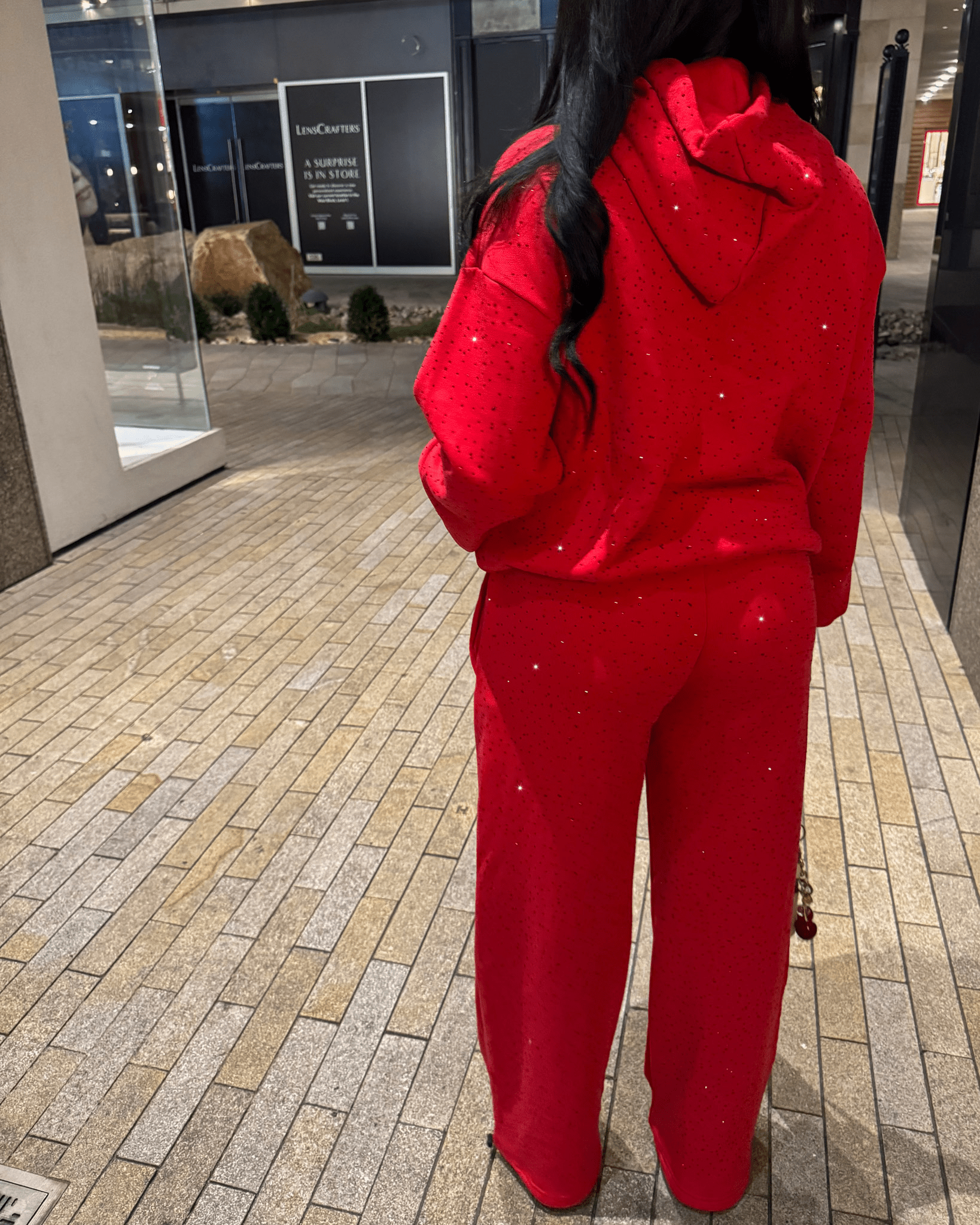 RED RHINESTONE SWEATPANTS - Project Denti