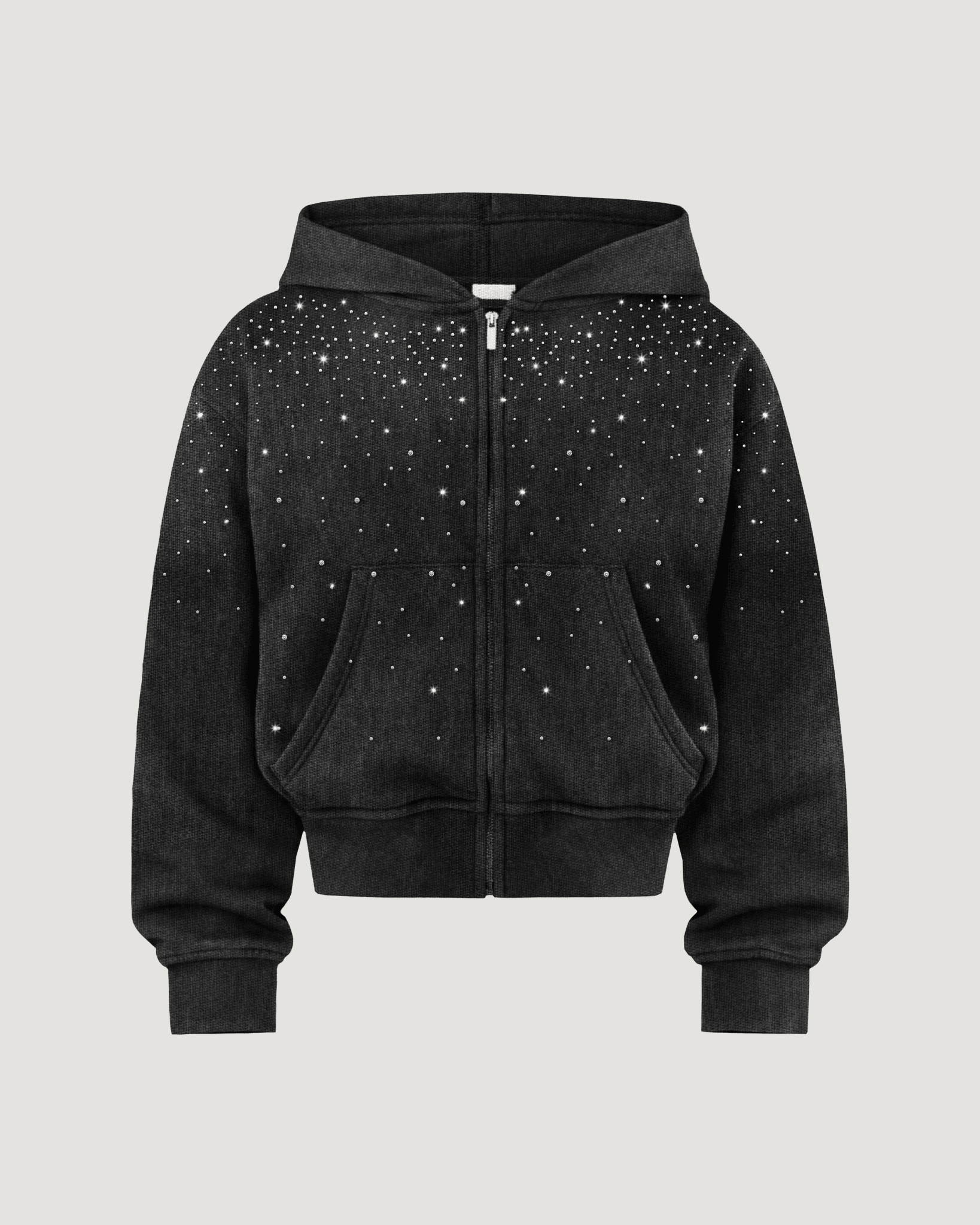 BLACK SIGNATURE RHINESTONE ZIPUP - Project Denti