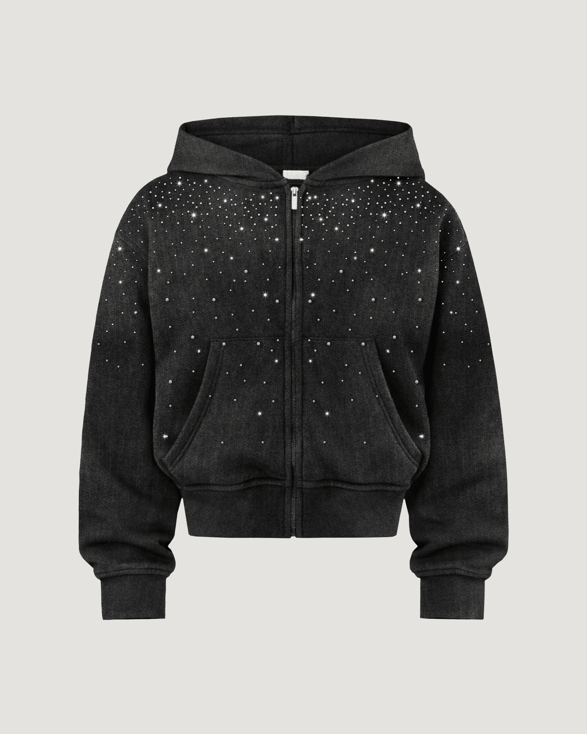 BLACK SIGNATURE RHINESTONE ZIPUP - Project Denti