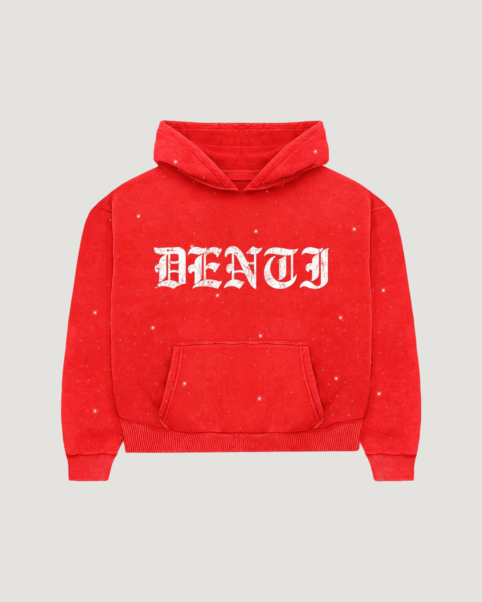 RED RHINESTONE HOODIE - Project Denti