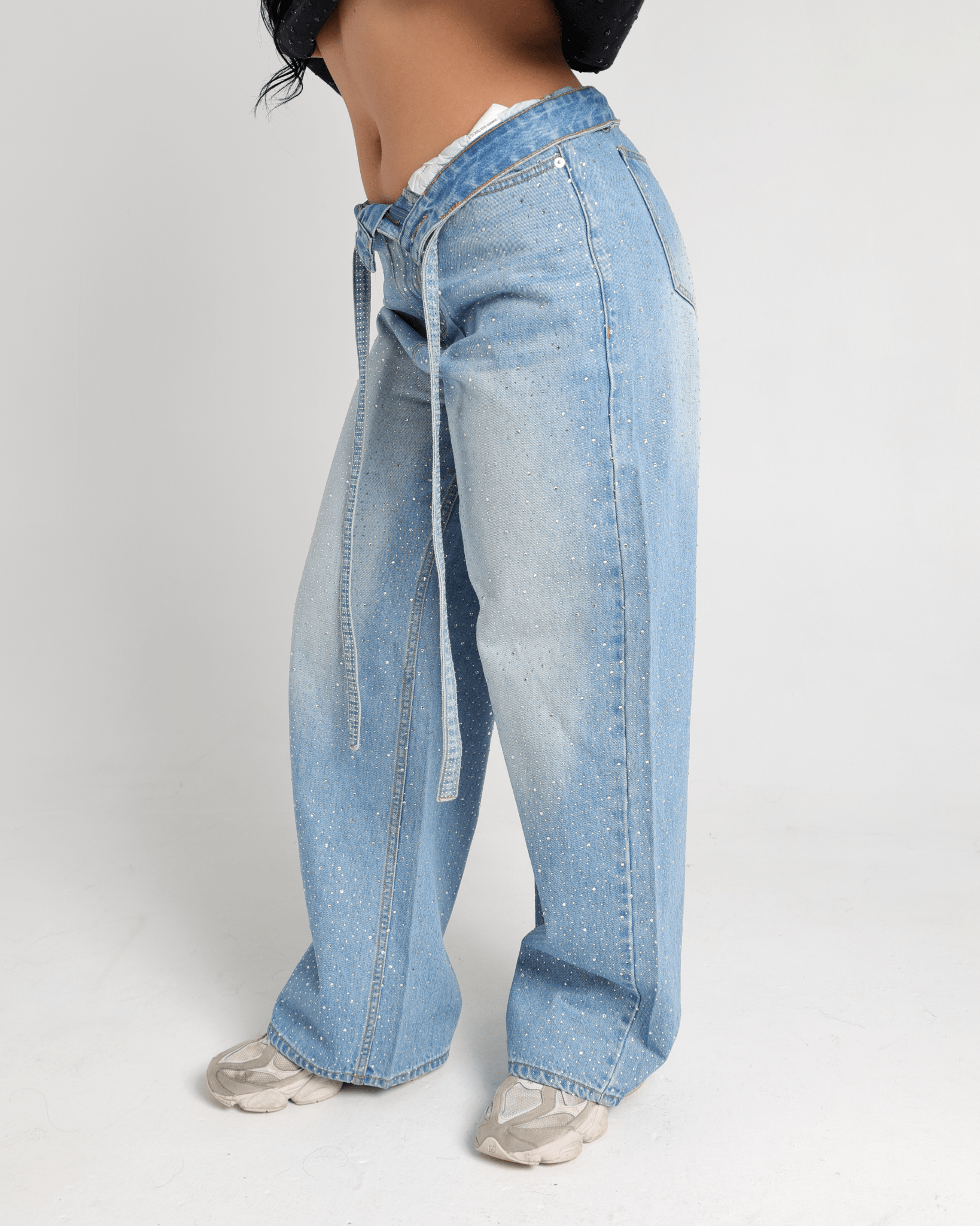 RHINESTONE BAGGY JEANS - Project Denti
