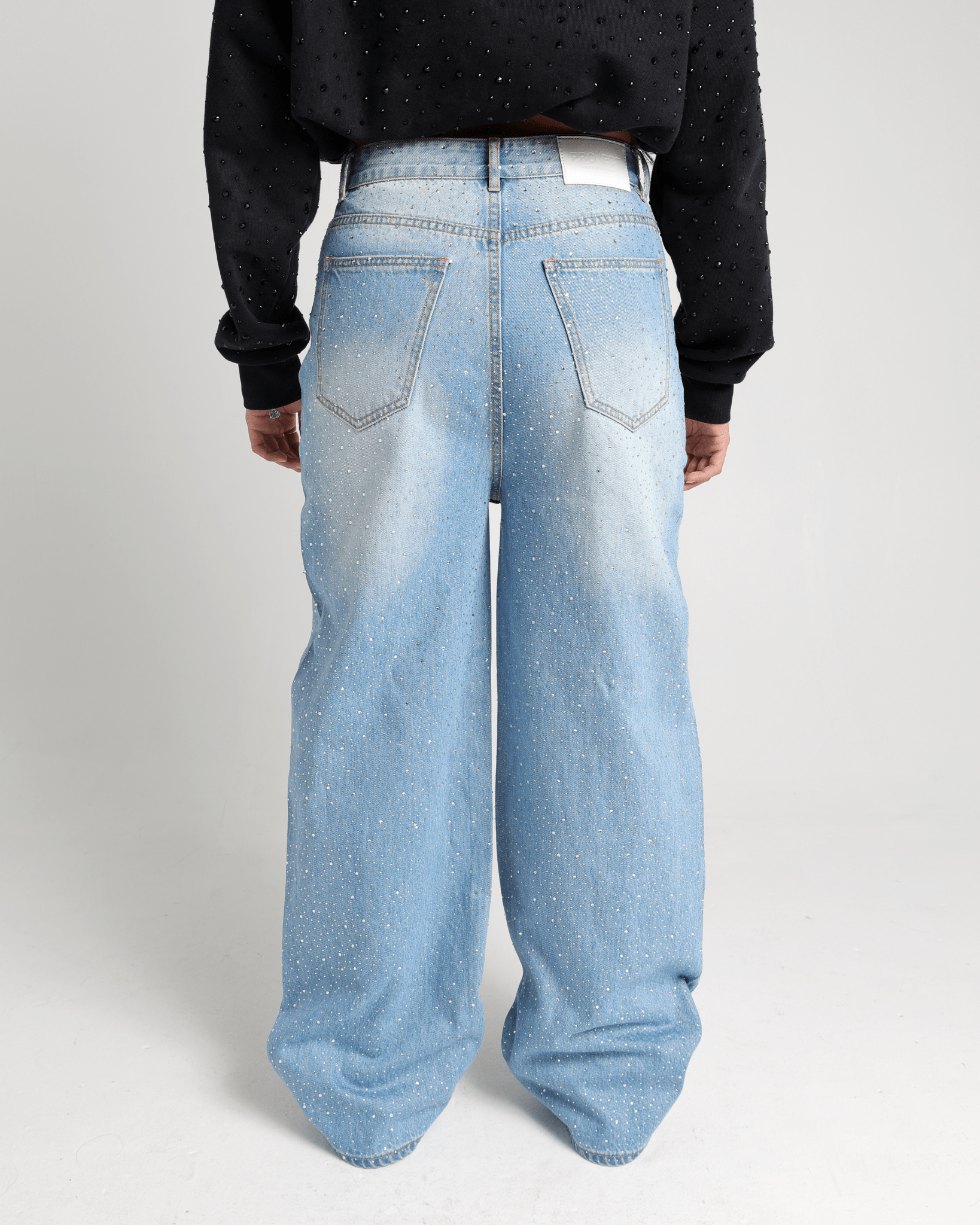 RHINESTONE BAGGY JEANS - Project Denti