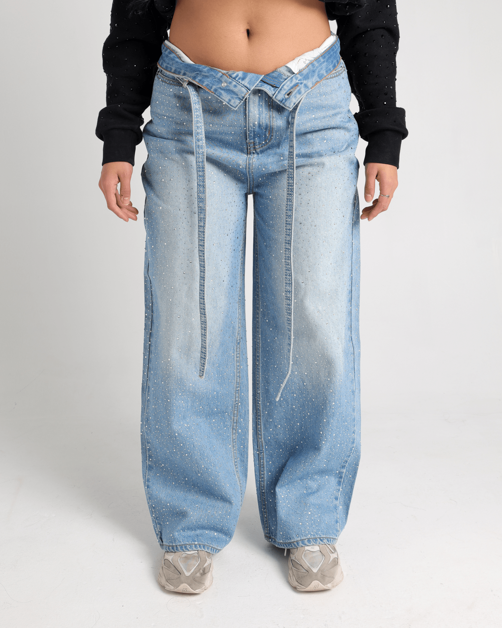 RHINESTONE BAGGY JEANS - Project Denti
