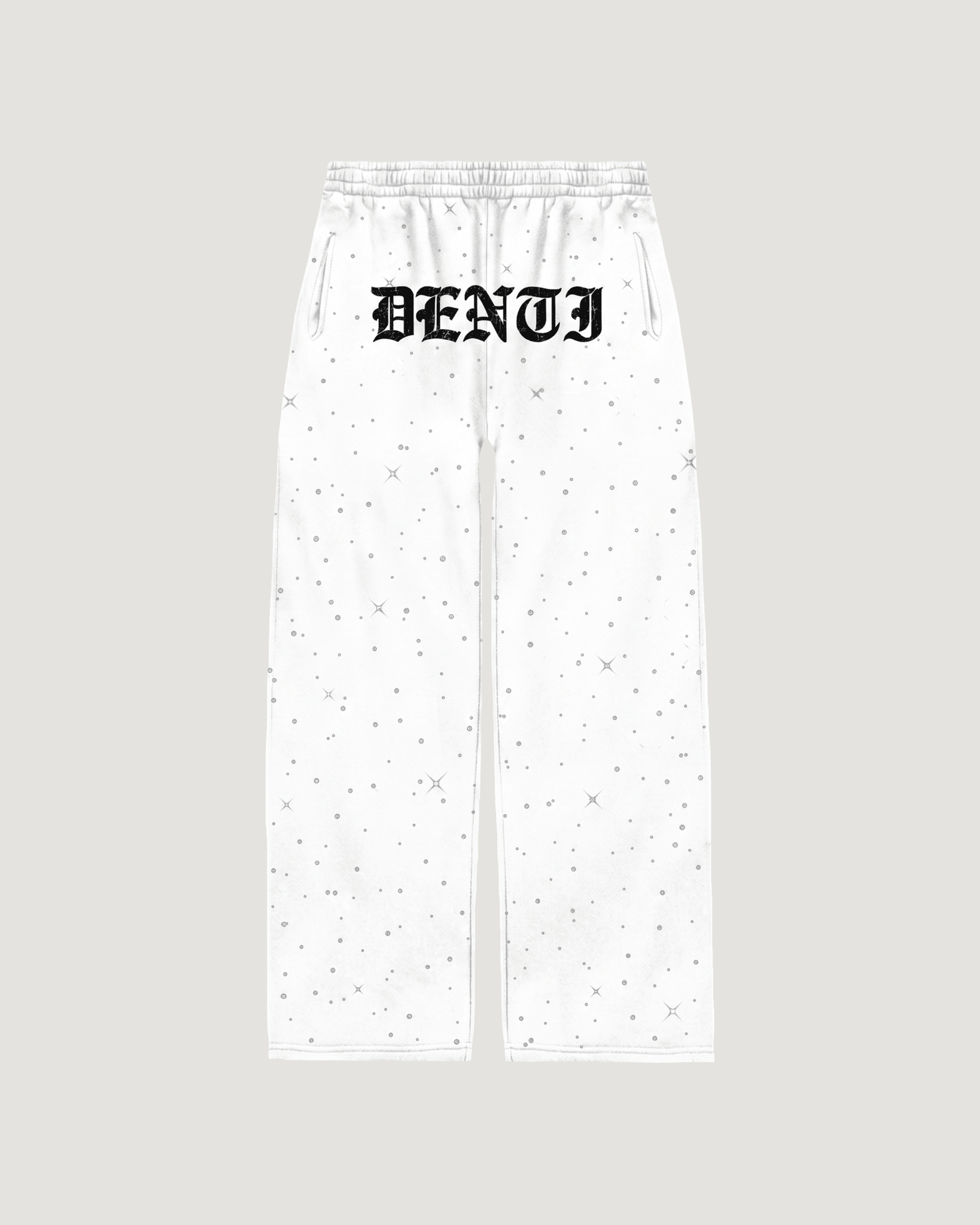 WHITE RHINESTONE SWEATPANTS - Project Denti